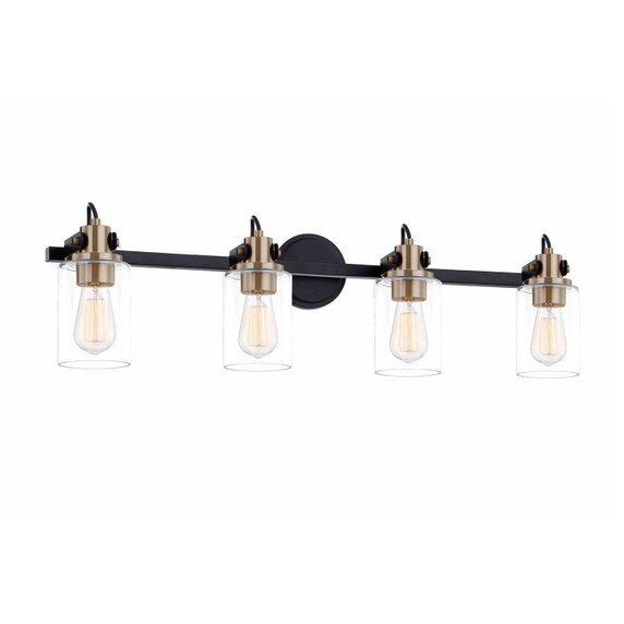 Bathroom Fixtures Four Lights by Justice Designs ( 102 | FSN-8194-CLER-MBBR Fusion ) 