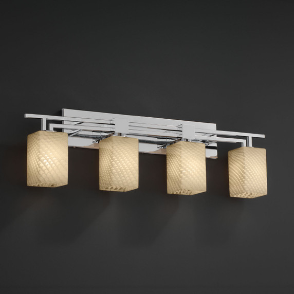 Bathroom Fixtures Four Lights by Justice Designs ( 102 | FSN-8704-15-WEVE-CROM Fusion ) 