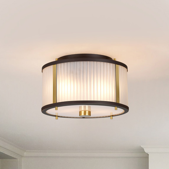 Flush Mounts Drum Shade by Lucas + McKearn ( 175 | PD-CORONA2P-BAB Corona ) 