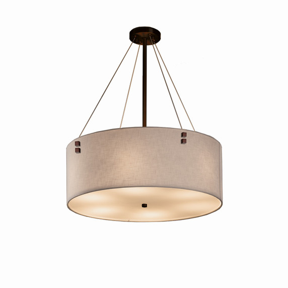 Pendants Drum Shade by Justice Designs ( 102 | FAB-9532-WHTE-DBRZ-F2 Textile ) 
