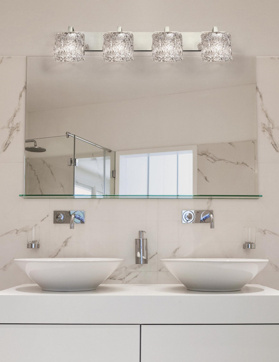Bathroom Fixtures Four Lights by Justice Designs ( 102 | GLA-8924-30-LACE-NCKL Veneto Luce ) 