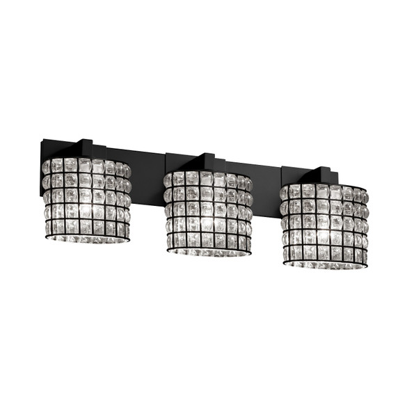 Bathroom Fixtures Three Lights by Justice Designs ( 102 | WGL-8923-30-GRCB-MBLK Wire Glass ) 