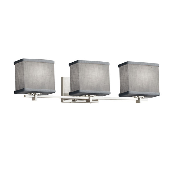 Bathroom Fixtures Three Lights by Justice Designs ( 102 | FAB-8443-55-GRAY-CROM Textile ) 