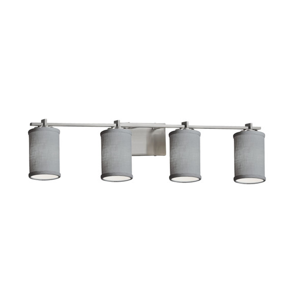 Bathroom Fixtures Four Lights by Justice Designs ( 102 | FAB-8444-10-GRAY-NCKL Textile ) 