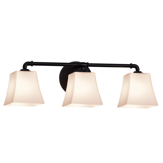 Bathroom Fixtures Three Lights by Justice Designs ( 102 | FSN-8463-40-OPAL-MBLK Fusion ) 