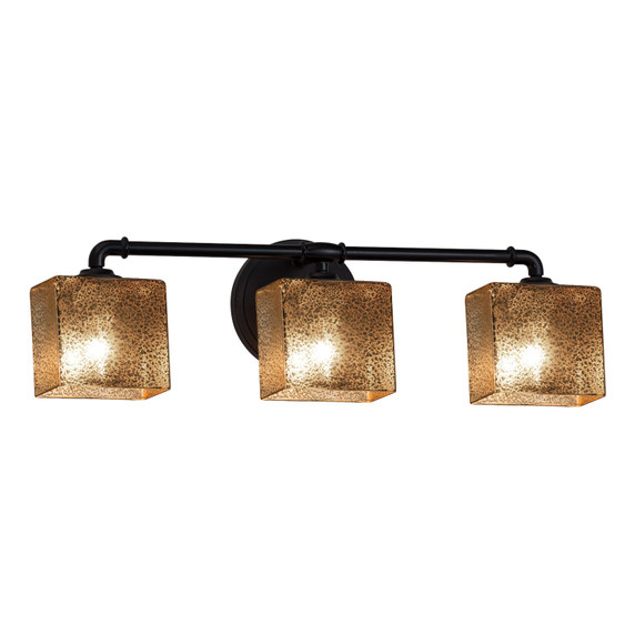 Bathroom Fixtures Three Lights by Justice Designs ( 102 | FSN-8463-55-MROR-MBLK-LED3-2100 Fusion ) 