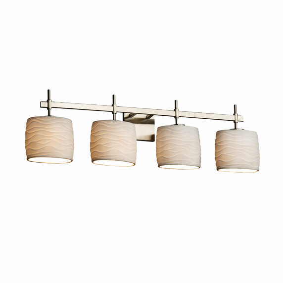 Bathroom Fixtures Four Lights by Justice Designs ( 102 | POR-8414-30-WAVE-NCKL Limoges ) 