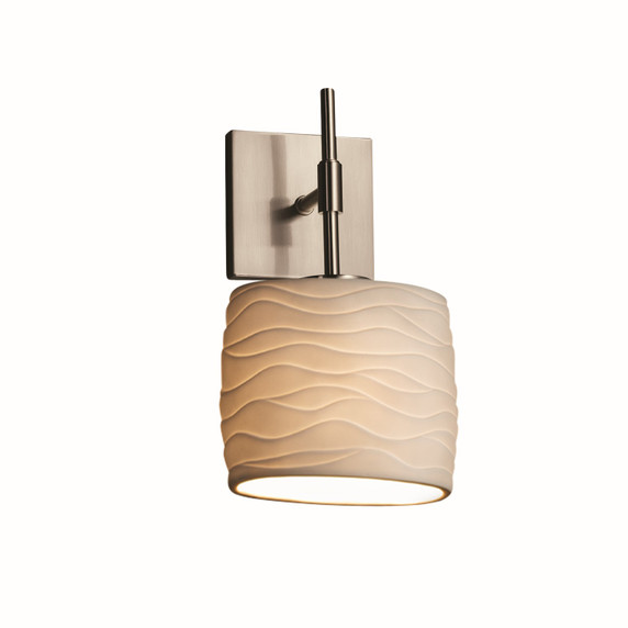 Sconces Single Glass by Justice Designs ( 102 | POR-8417-30-WAVE-NCKL Limoges ) 