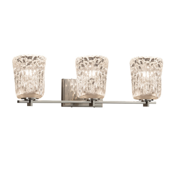 Bathroom Fixtures Three Lights by Justice Designs ( 102 | GLA-8443-16-CLRT-NCKL Veneto Luce ) 