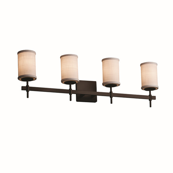 Bathroom Fixtures Four Lights by Justice Designs ( 102 | FAB-8414-10-WHTE-DBRZ-LED4-2800 Textile ) 