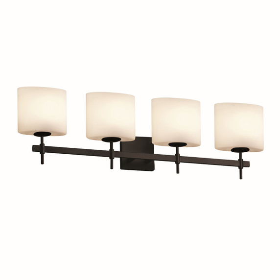 Bathroom Fixtures Four Lights by Justice Designs ( 102 | FSN-8414-30-OPAL-MBLK-LED4-2800 Fusion ) 