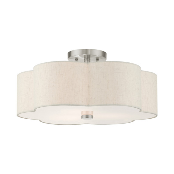 Semi-Flush Mts. Drum Shade by Livex Lighting ( 107 | 58064-91 Solstice ) 