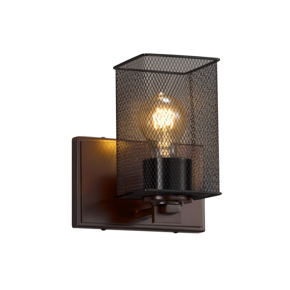 Sconces Directional/Cylinder by Justice Designs ( 102 | MSH-8441-15-DBRZ Wire Mesh ) 