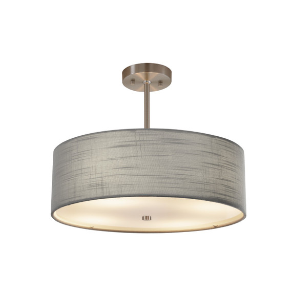 Pendants Drum Shade by Justice Designs ( 102 | FAB-9591-GRAY-NCKL Textile ) 