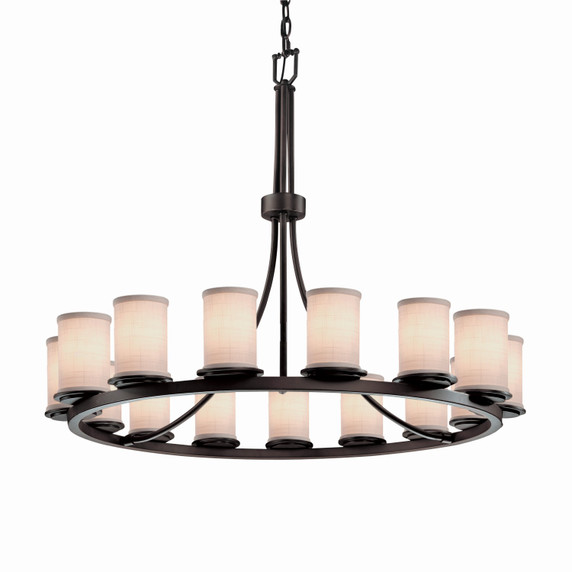 Large Chandeliers Candle by Justice Designs ( 102 | FAB-8715-10-WHTE-DBRZ Textile ) 
