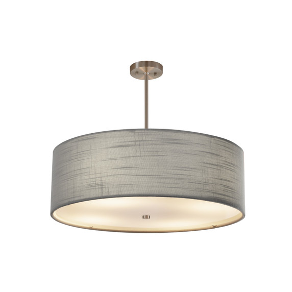 Semi-Flush Mts. Drum Shade by Justice Designs ( 102 | FAB-9592-GRAY-NCKL Textile ) 