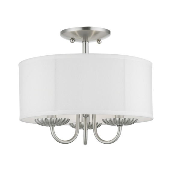 Semi-Flush Mts. Drum Shade by Livex Lighting ( 107 | 42987-91 Brookdale ) 