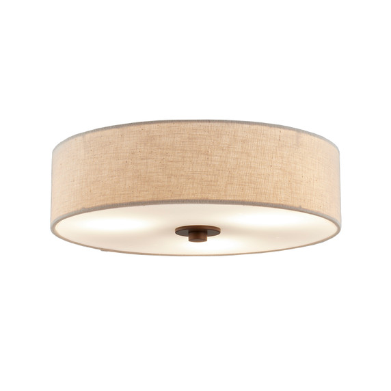 Flush Mounts Drum Shade by Justice Designs ( 102 | FAB-9595-CREM-DBRZ Textile ) 