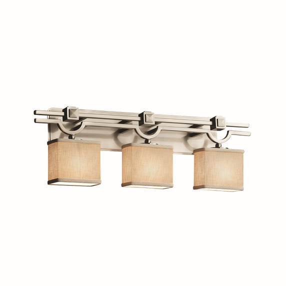Bathroom Fixtures Three Lights by Justice Designs ( 102 | FAB-8503-55-CREM-NCKL Textile ) 