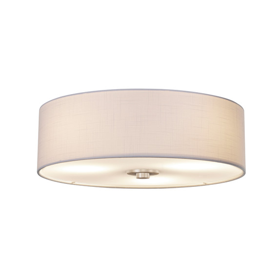 Flush Mounts Drum Shade by Justice Designs ( 102 | FAB-9595-WHTE-NCKL Textile ) 