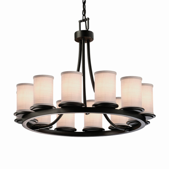 Mid. Chandeliers Glass Up by Justice Designs ( 102 | FAB-8768-10-WHTE-MBLK-LED12-8400 Textile ) 