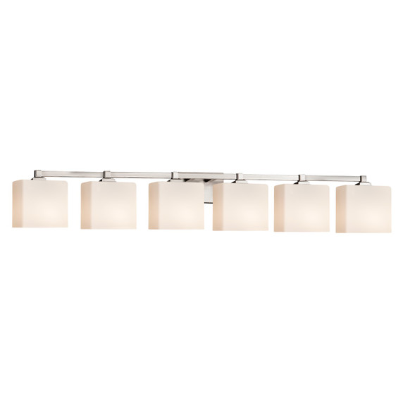 Bathroom Fixtures Five+Lights by Justice Designs ( 102 | FSN-8436-55-OPAL-NCKL-LED6-4200 Fusion ) 