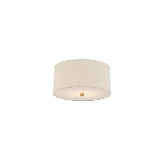 Flush Mounts Drum Shade by Justice Designs ( 102 | FAB-9730-CREM-BRSS Textile ) 