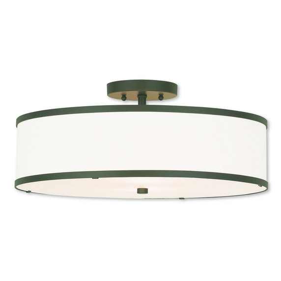 Semi-Flush Mts. Drum Shade by Livex Lighting ( 107 | 62629-07 Park Ridge ) 