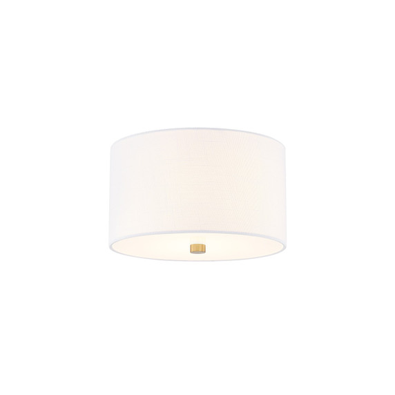 Flush Mounts Drum Shade by Justice Designs ( 102 | FAB-9730-WHTE-BRSS Textile ) 