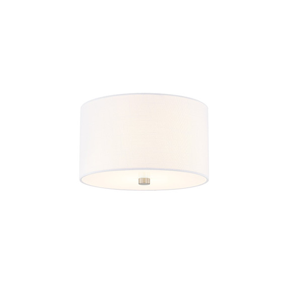 Flush Mounts Drum Shade by Justice Designs ( 102 | FAB-9730-WHTE-NCKL Textile ) 