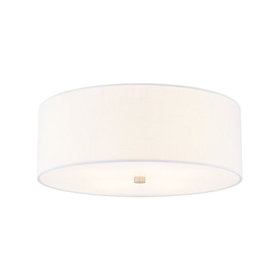 Flush Mounts Drum Shade by Justice Designs ( 102 | FAB-9731-WHTE-NCKL Textile ) 