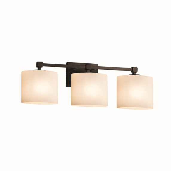 Bathroom Fixtures Three Lights by Justice Designs ( 102 | FSN-8423-30-OPAL-MBLK Fusion ) 