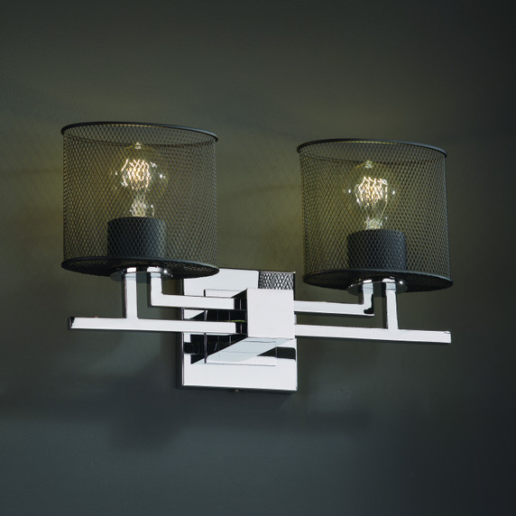 Bathroom Fixtures Two Lights by Justice Designs ( 102 | MSH-8702-30-CROM Wire Mesh ) 