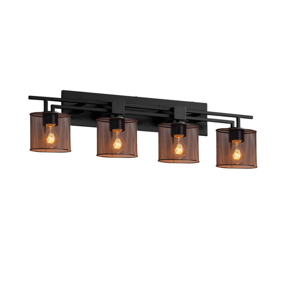 Bathroom Fixtures Four Lights by Justice Designs ( 102 | MSH-8704-30-MBLK Wire Mesh ) 