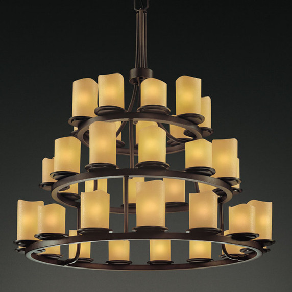 Large Chandeliers Glass Shade by Justice Designs ( 102 | CNDL-8712-14-AMBR-DBRZ CandleAria ) 