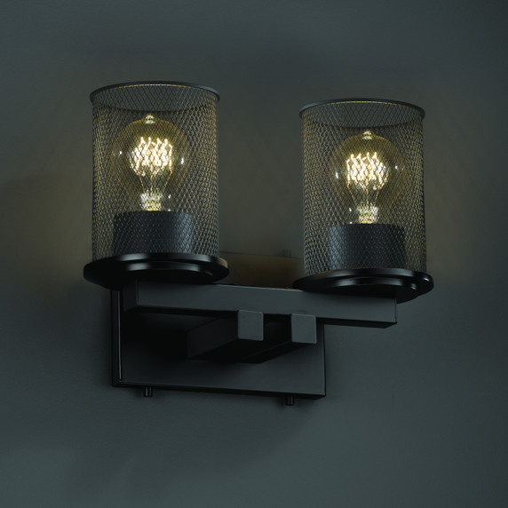 Bathroom Fixtures Two Lights by Justice Designs ( 102 | MSH-8772-10-MBLK Wire Mesh ) 