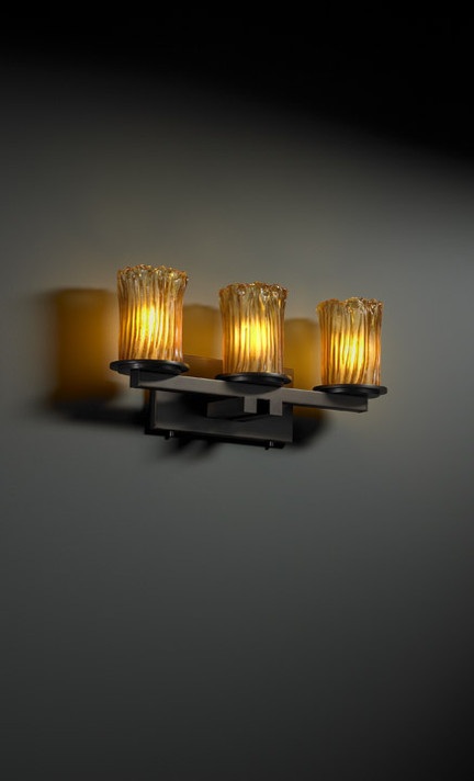 Bathroom Fixtures Three Lights by Justice Designs ( 102 | GLA-8773-16-AMBR-DBRZ Veneto Luce ) 