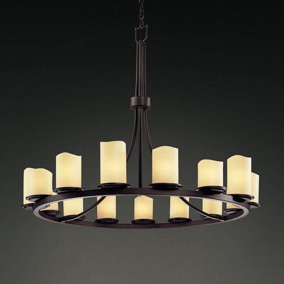 Large Chandeliers Glass Shade by Justice Designs ( 102 | CNDL-8715-14-CREM-DBRZ CandleAria ) 