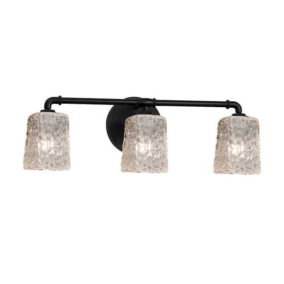 Bathroom Fixtures Three Lights by Justice Designs ( 102 | GLA-8463-26-CLRT-MBLK-LED3-2100 Veneto Luce ) 