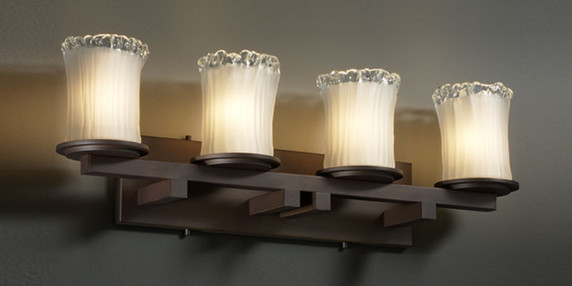 Bathroom Fixtures Four Lights by Justice Designs ( 102 | GLA-8774-16-WTFR-DBRZ Veneto Luce ) 