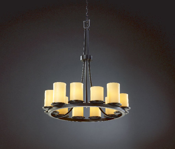 Mid. Chandeliers Glass Up by Justice Designs ( 102 | CNDL-8763-10-AMBR-MBLK CandleAria ) 