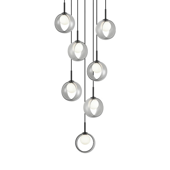 Mid. Chandeliers Multi-Port/Cascade by Matteo Lighting ( 423 | C60607BKSM Delcia ) 