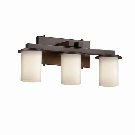 Bathroom Fixtures Three Lights by Justice Designs ( 102 | FSN-8773-10-OPAL-DBRZ Fusion ) 