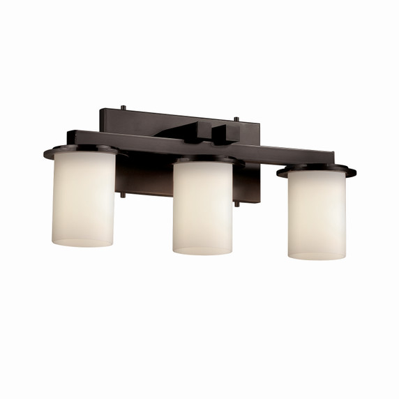 Bathroom Fixtures Three Lights by Justice Designs ( 102 | FSN-8773-10-OPAL-MBLK Fusion ) 