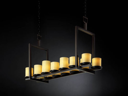 Linear/Island Pillar Candle by Justice Designs ( 102 | CNDL-8769-10-AMBR-DBRZ CandleAria ) 