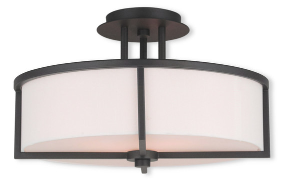 Semi-Flush Mts. Drum Shade by Livex Lighting ( 107 | 51074-07 Wesley ) 