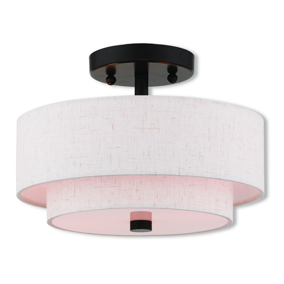 Semi-Flush Mts. Drum Shade by Livex Lighting ( 107 | 51082-92 Monroe ) 