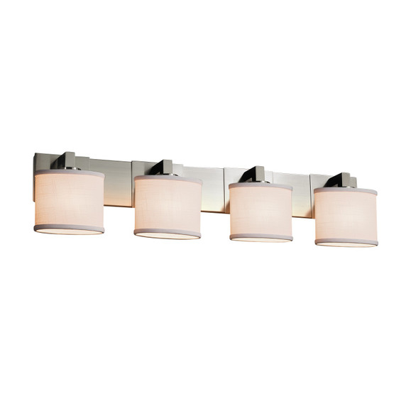 Bathroom Fixtures Four Lights by Justice Designs ( 102 | FAB-8924-30-WHTE-NCKL Textile ) 