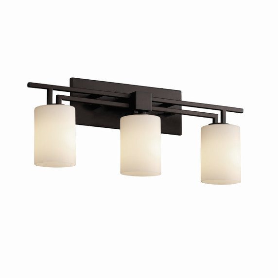 Bathroom Fixtures Three Lights by Justice Designs ( 102 | FSN-8703-10-OPAL-MBLK Fusion ) 
