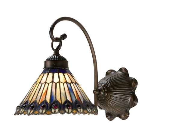 Sconces Single Glass by Meyda Tiffany ( 57 | 18525 Tiffany Jeweled Peacock ) 